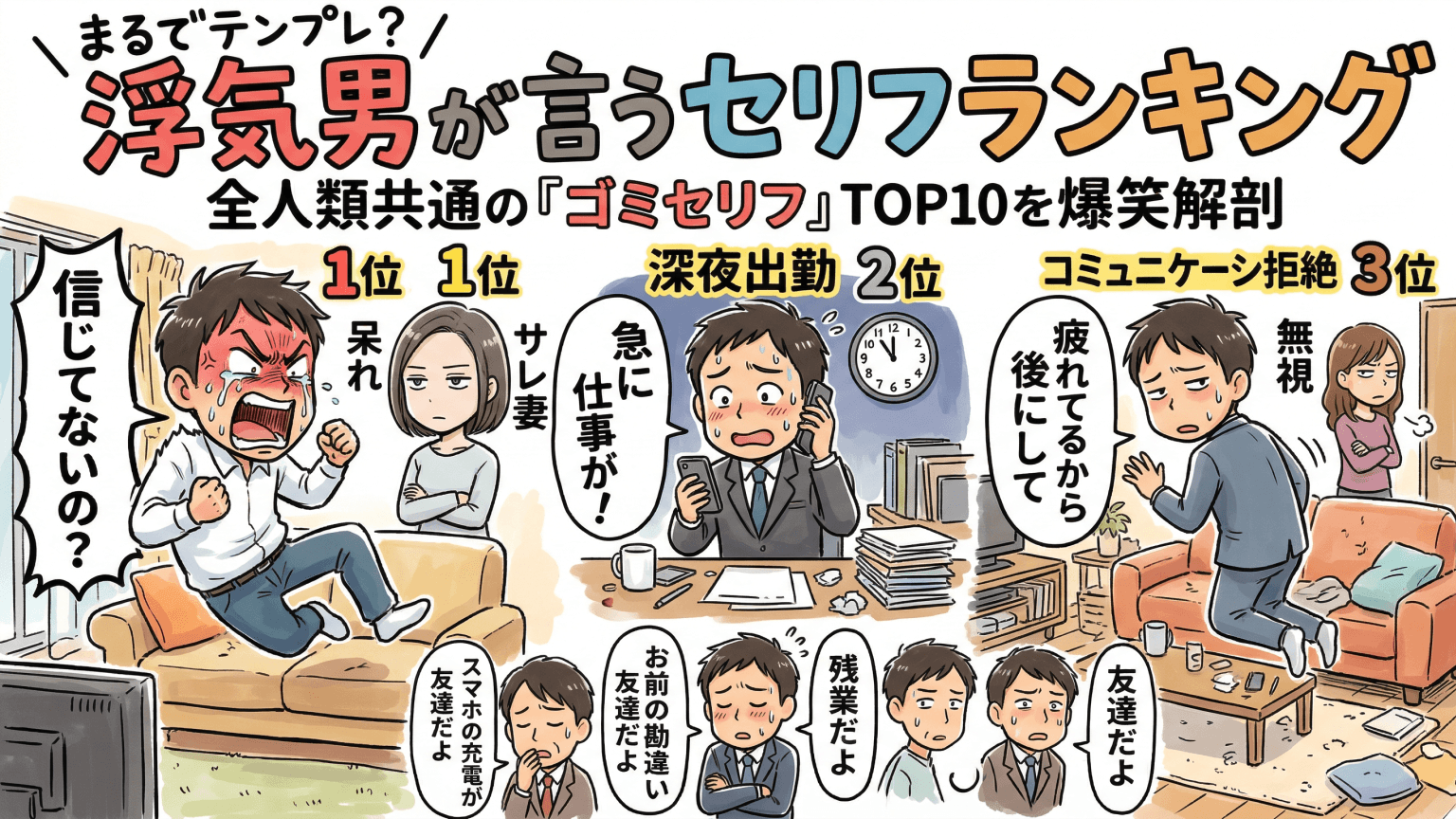 まるでテンプレ？驚くほど共通する「浮気男が言うセリフランキング」の真実